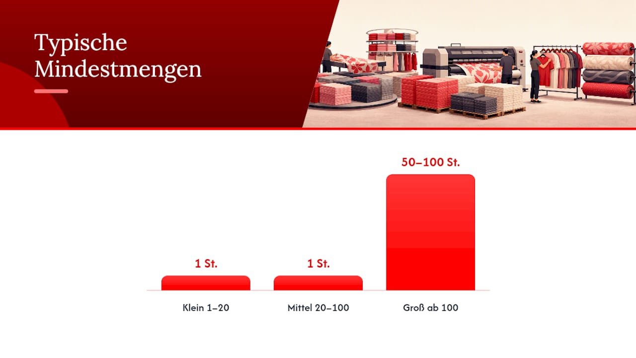 Vergleich der Kosten und Stückzahlen bei verschiedenen Textildruckverfahren