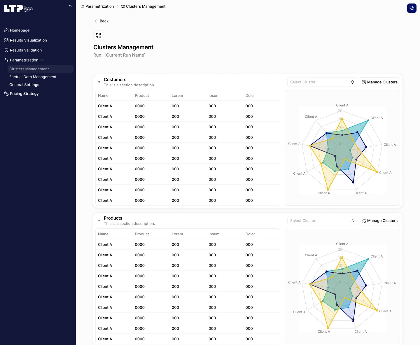 Screenshot of a web app built by LTPlabs