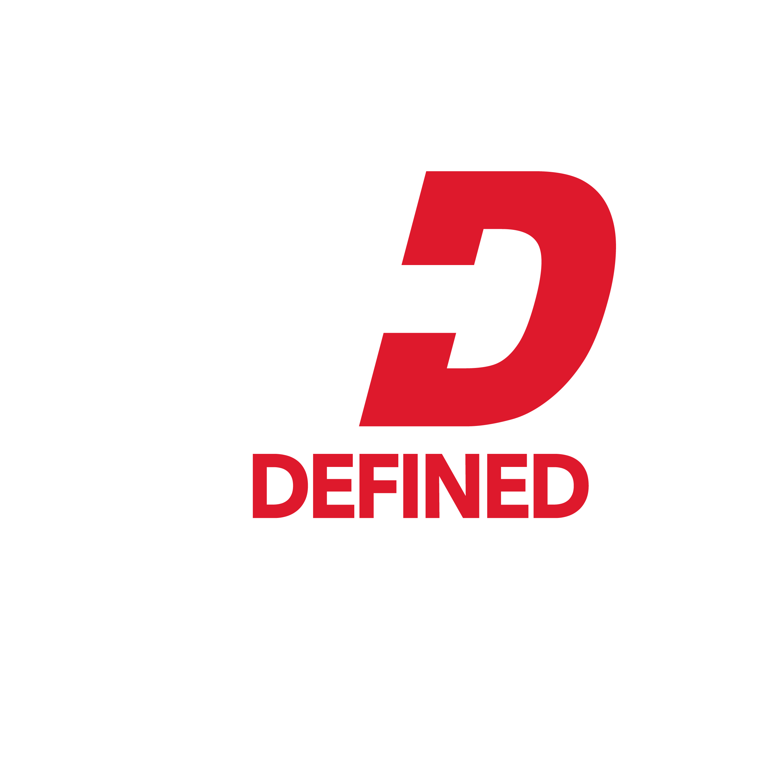 Logo featuring a red stylized letter D combined with white barbell weights and the text Defined Fitness below.