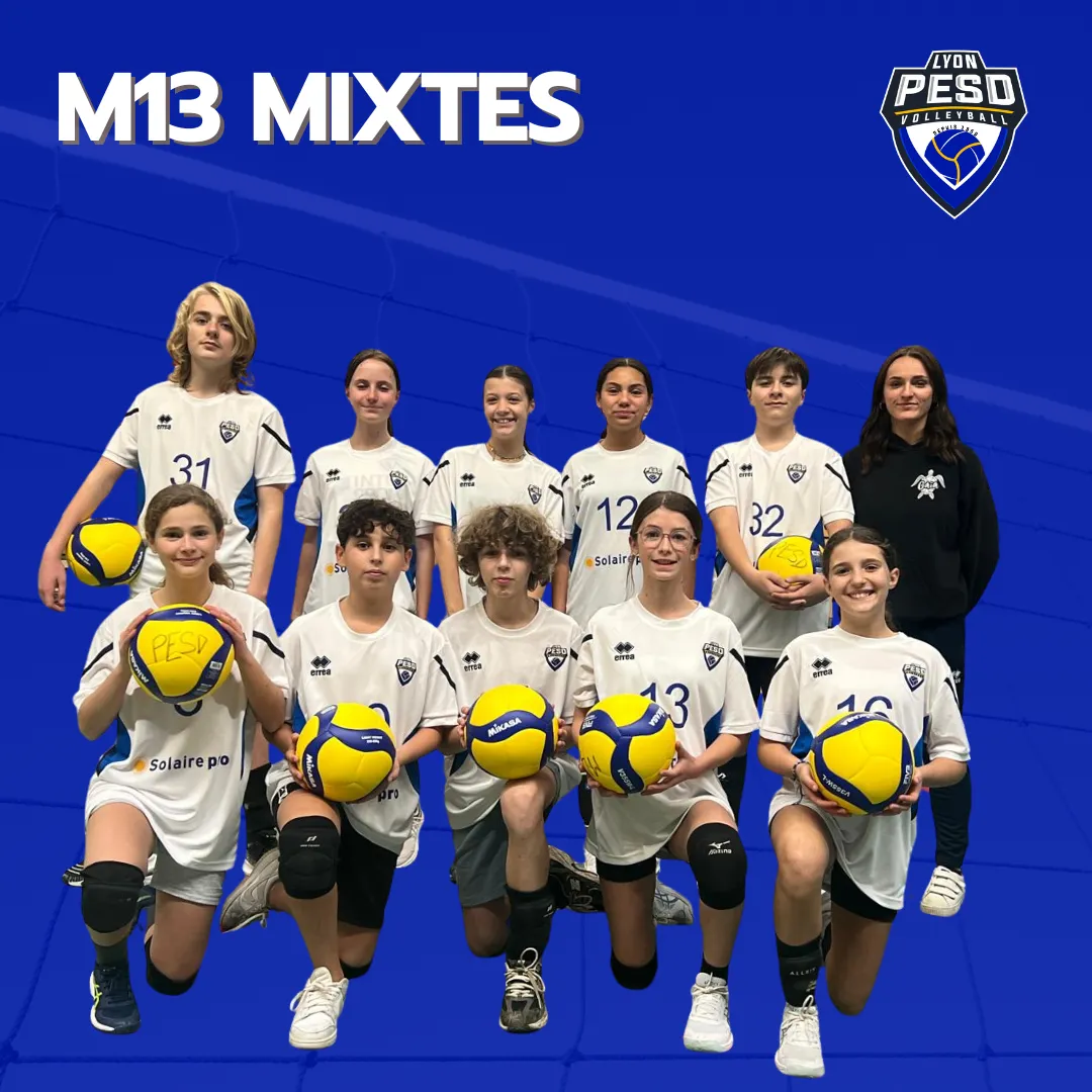 L'équipe des joueurs de Volley M13 Mixtes du club Lyon PESD Volley - saison 2024