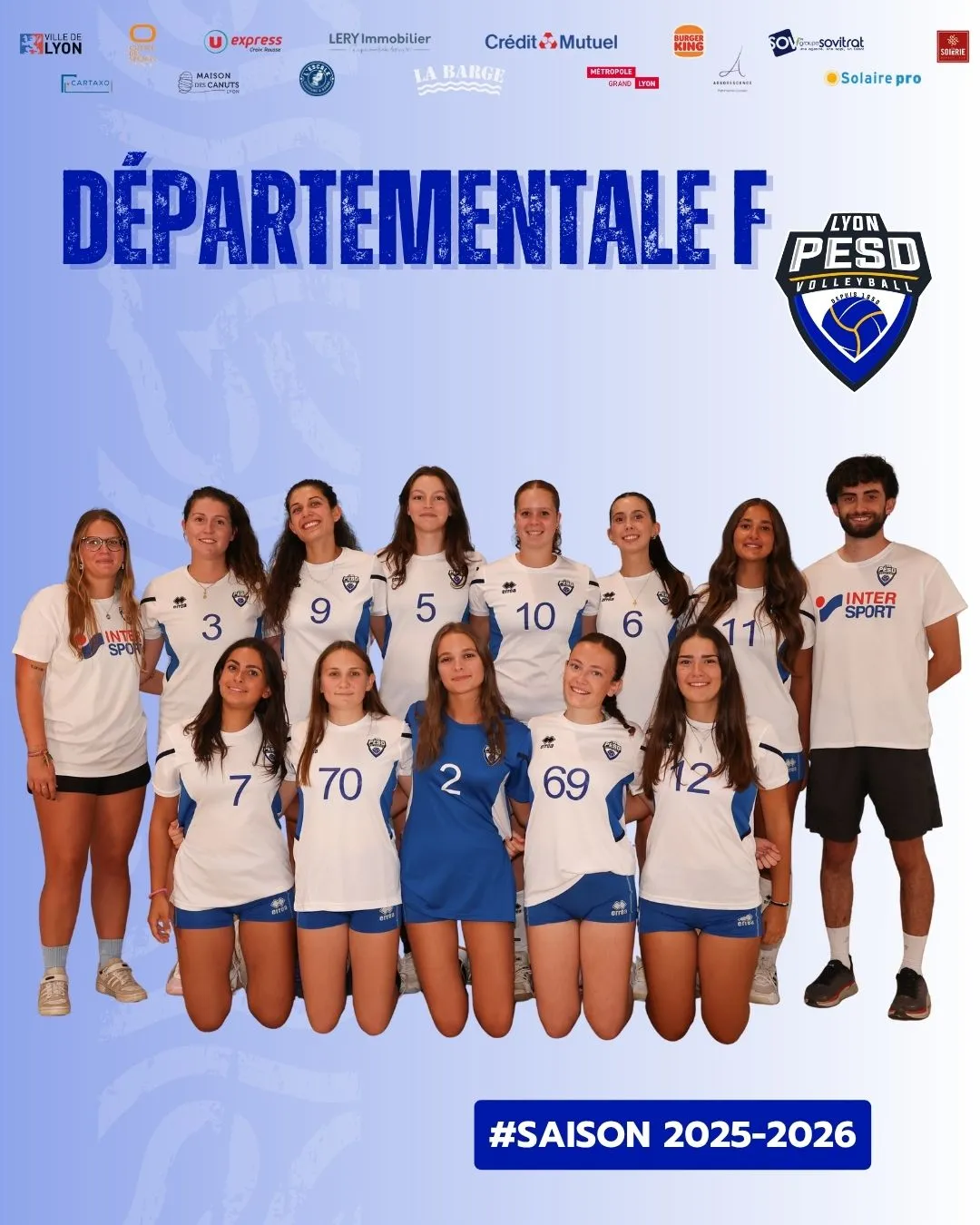 L'équipe des joueuses Volley Départementale Féminine du club Lyon PESD Volley - saison 2025-2026