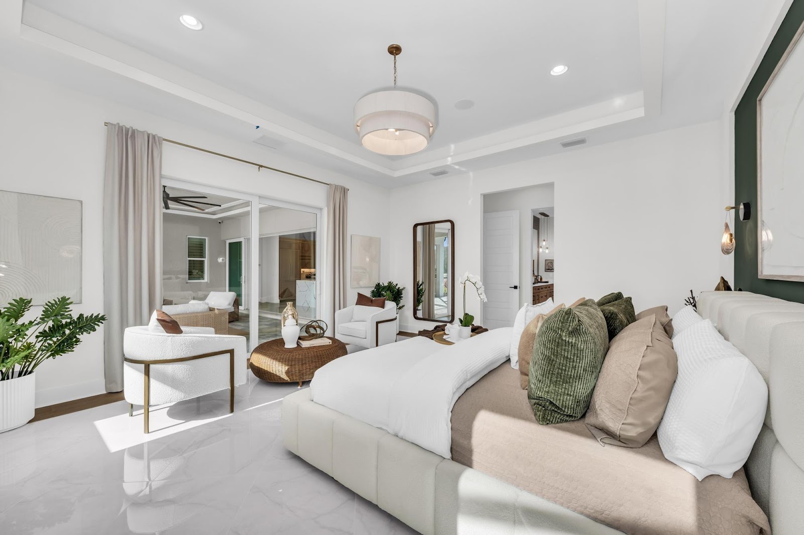 Fully furnished bedroom of the Belize floorplan by Medallion Home‍