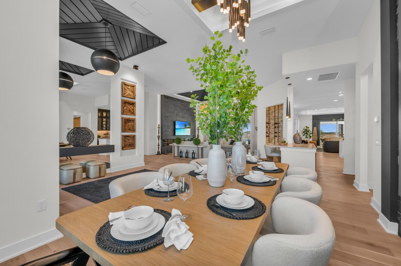 Grand Cayman fully furnished dining room model home interior by Medallion Home