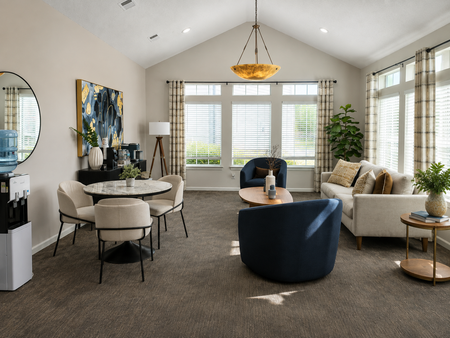 Community lounge with sofas