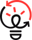 Light bulb with red clock face and check mark symbolizing time and ideas.