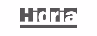 Hidria logo in bold gray font with an underline.