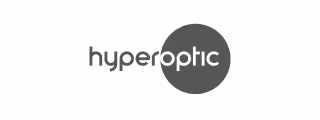 Hyperoptic company logo with the word inside a solid circle.