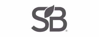 Stylized black letters S and B with a leaf integrated into the letter S.