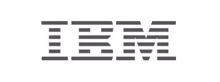 IBM company logo with horizontal stripes forming the letters IBM.