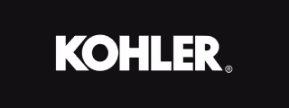 KOHLER brand logo in white on a black background.