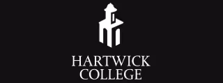 Hartwick College logo with a stylized tower symbol in white on a black background.