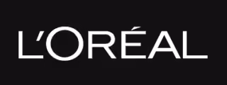 L'Oréal brand logo in white on a black background.