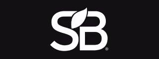 SB logo with a leaf incorporated above the letter S on a black background.