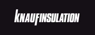 Knauf Insulation logo in white text on a black background.