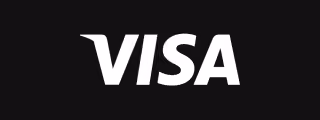 VISA company logo in white letters on a black background.