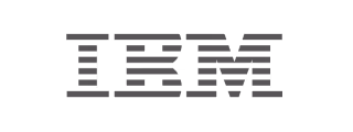 IBM company logo with horizontal stripes forming the letters IBM.