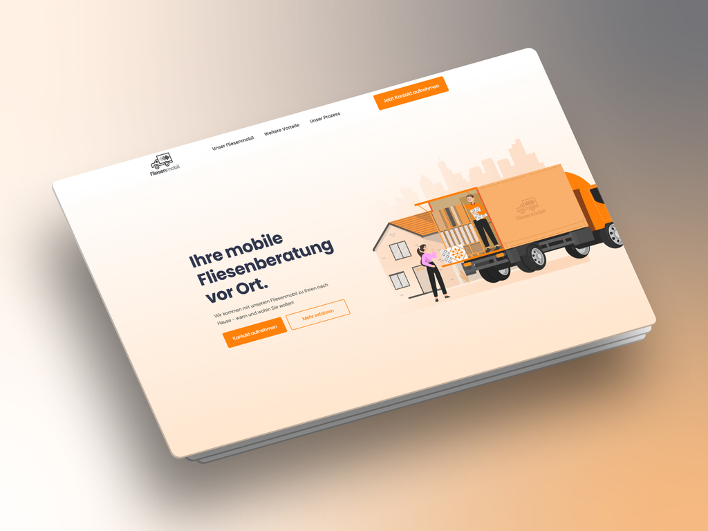 Website vom Fliesenmobil modern dargestellt