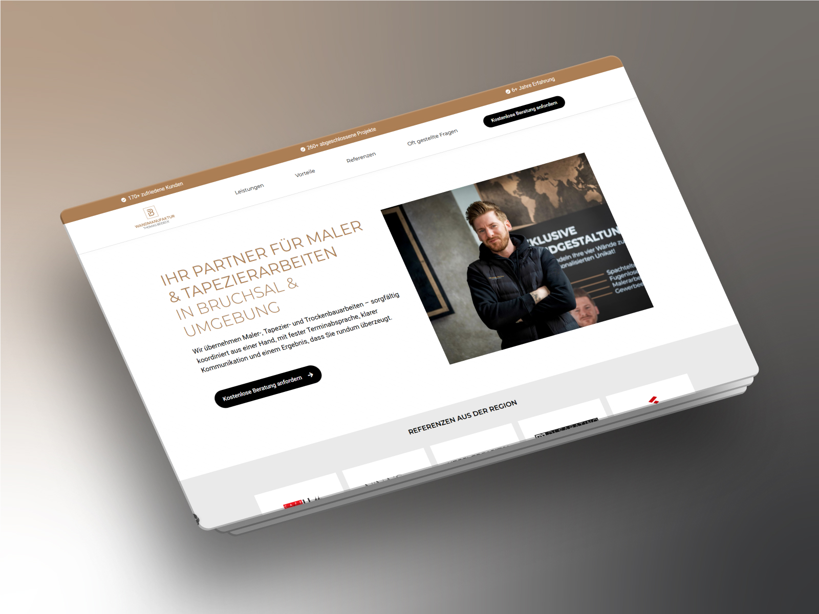 Die Webseite von Mandmanufaktur Beideck schön modern dargestellt
