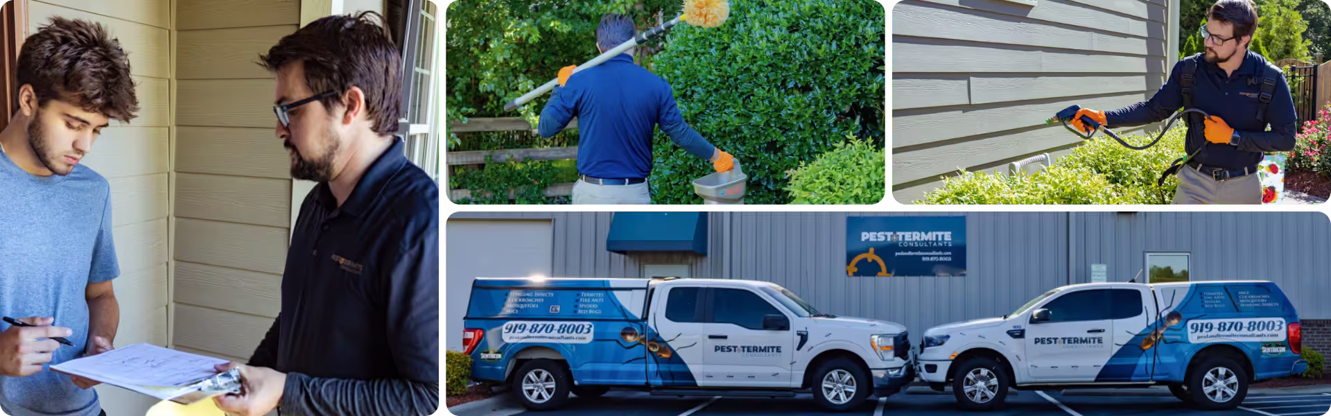 pest and termite consultants completing pest control service at raleigh home