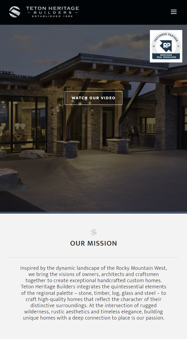 Home page mobile view