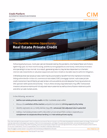 The Durable Income Opportunity: Real Estate Private Credit