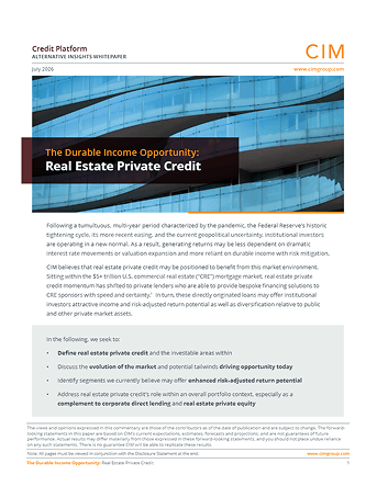 The Durable Income Opportunity: Real Estate Private Credit