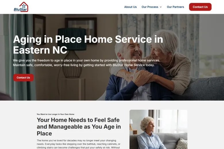 The website of BluStar Home Service, done by Peartree Web Development.