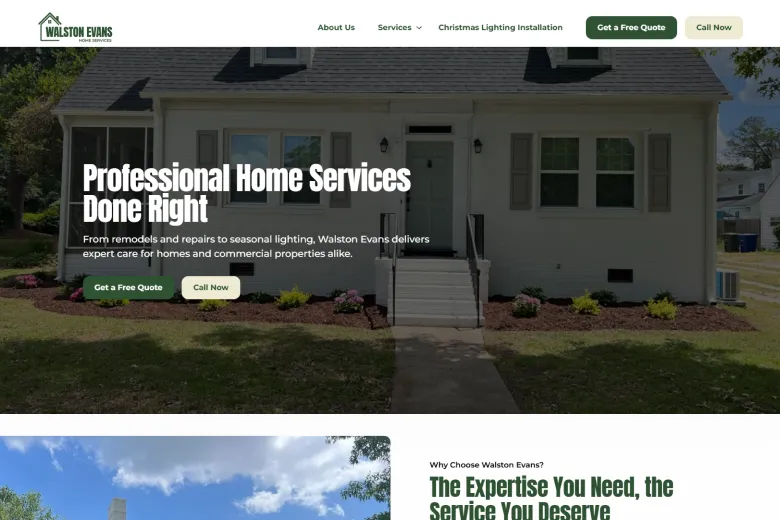 The website of Walston Evans, done by Peartree Web Development