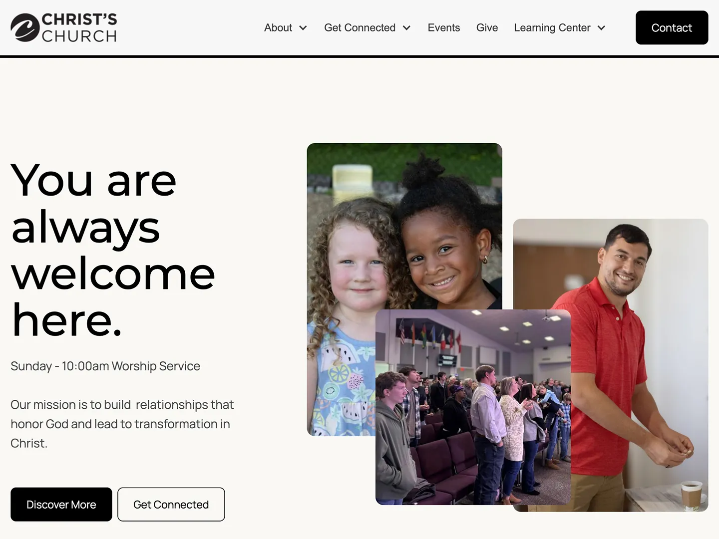 A web design portfolio item of the Christ's Church website, designed and developed by Peartree Web Development