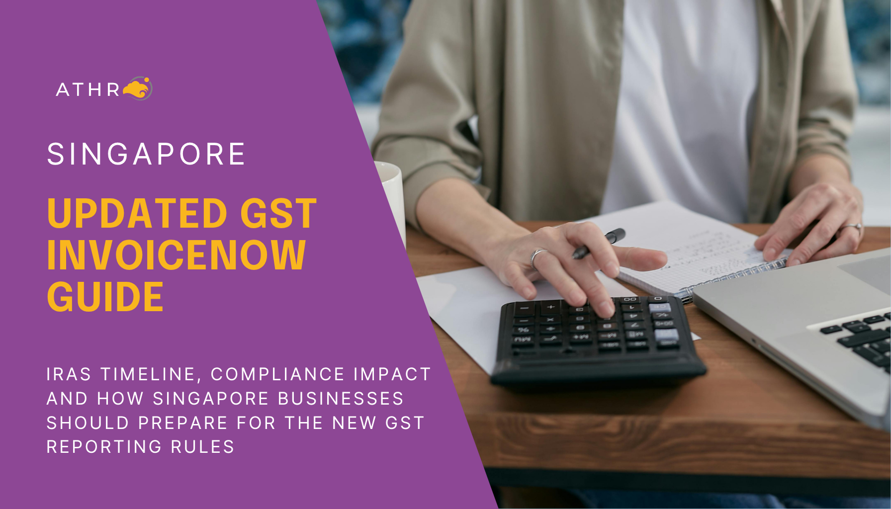Business professional reviewing digital invoices on laptop, representing GST InvoiceNow requirement and e invoicing compliance in Singapore