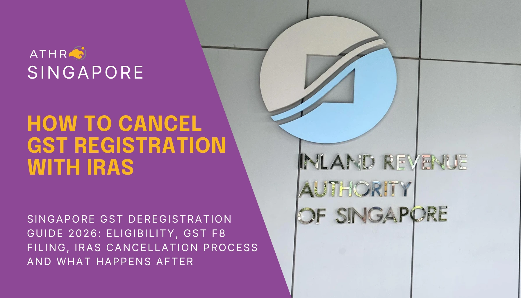close up of the logo on the IRAS headquarters in Singapore