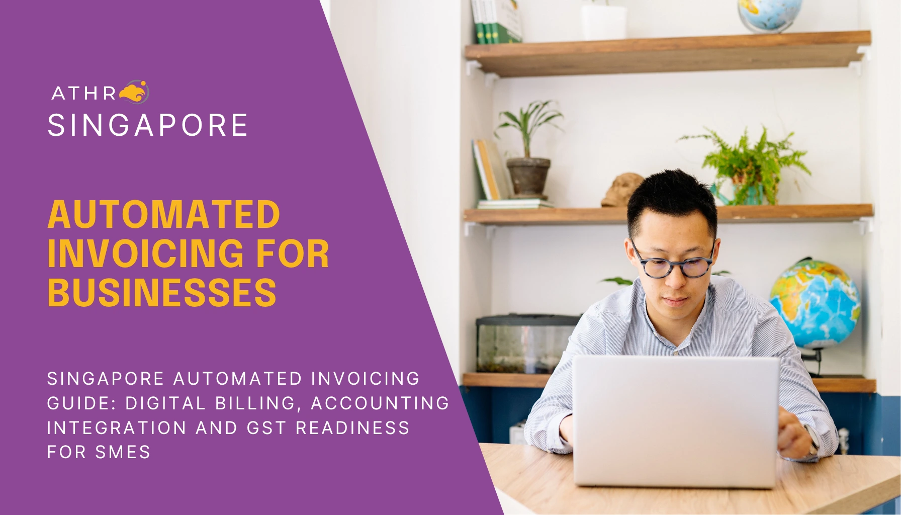 Business owner using automated invoicing software to send invoice data to IRAS