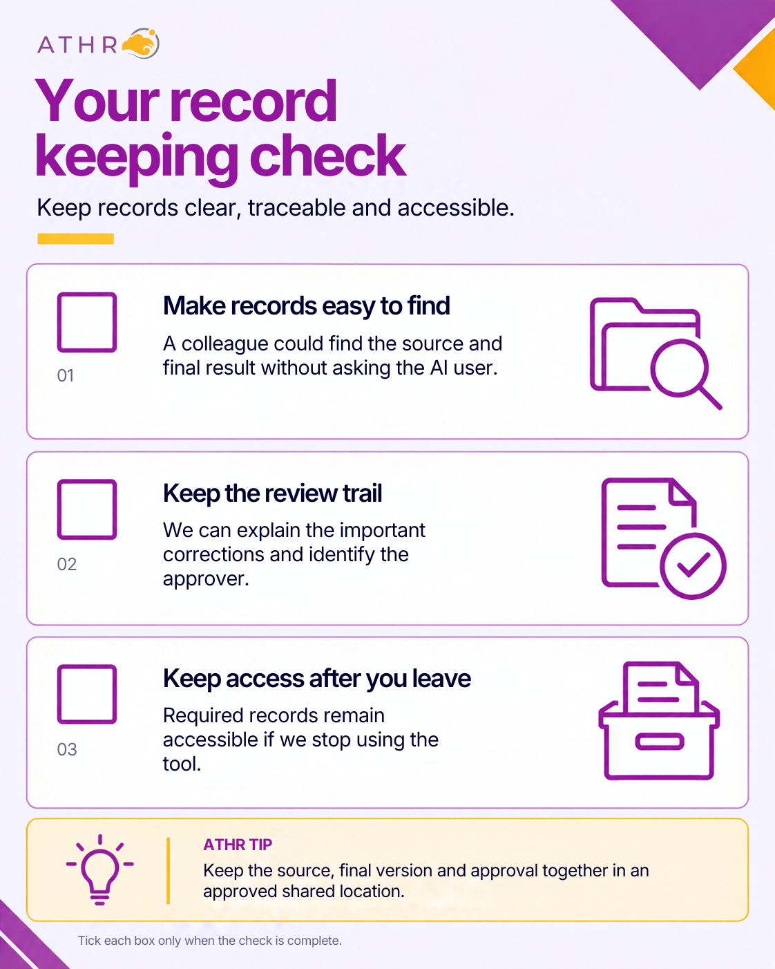 athr checklist for good record practices
