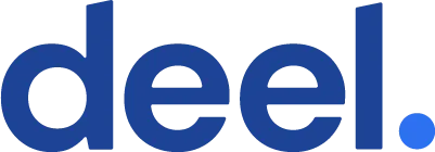 Deel company logo in blue lowercase letters with a period at the end.