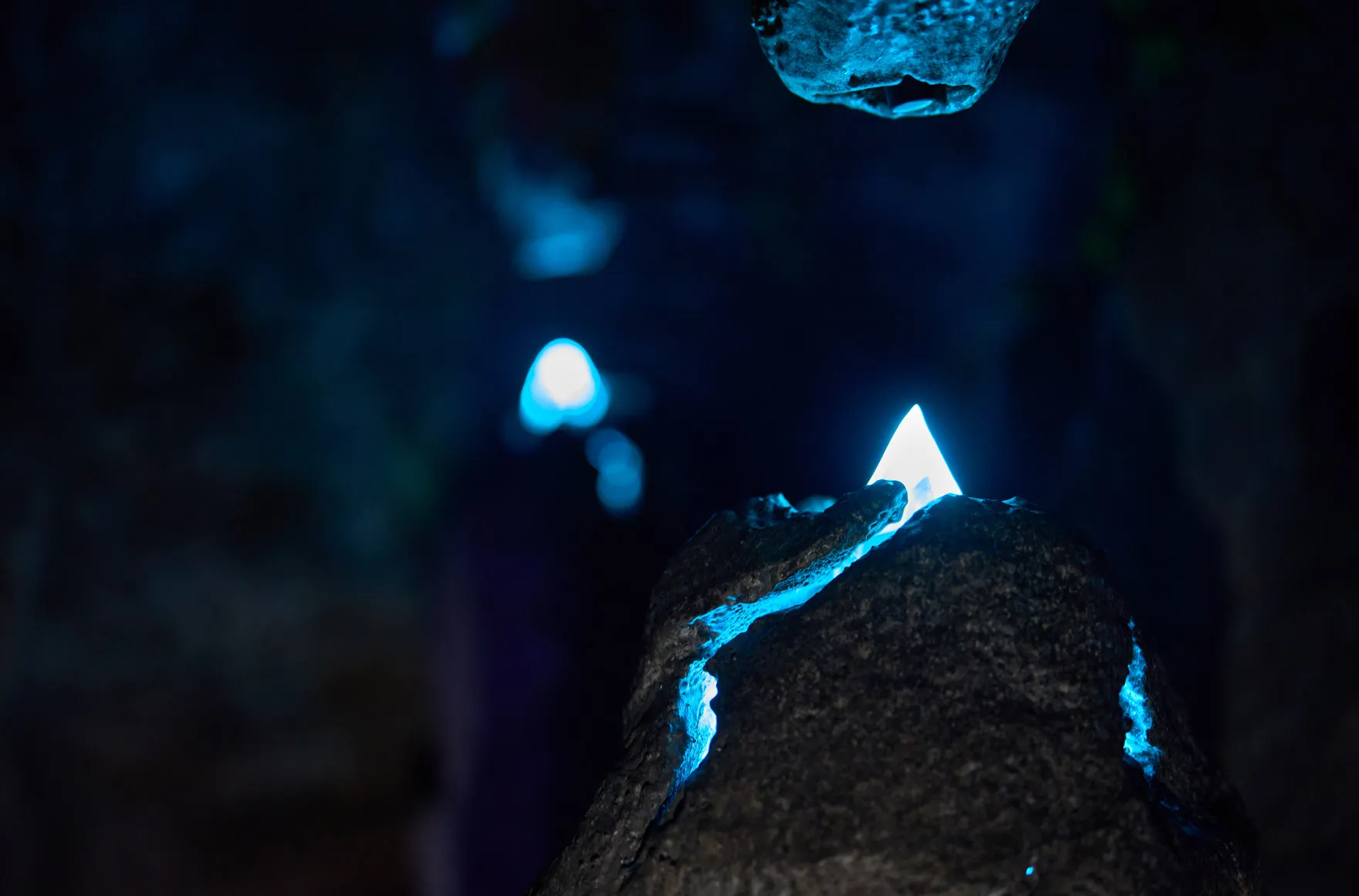 Glowing crystal inside Heart of the Mountain, Marrickville