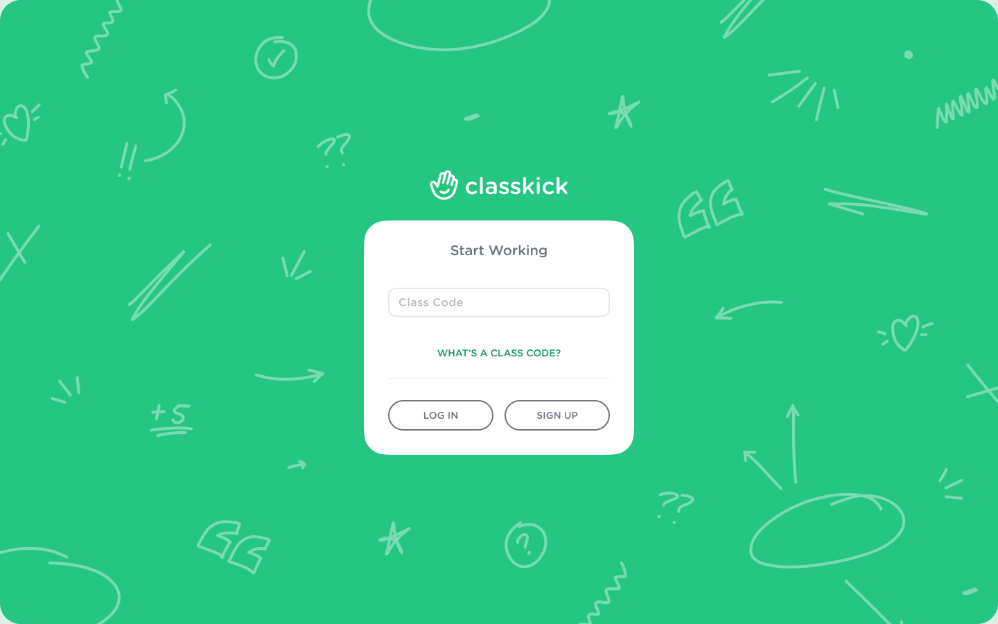 The Classkick class code join screen open in a browser