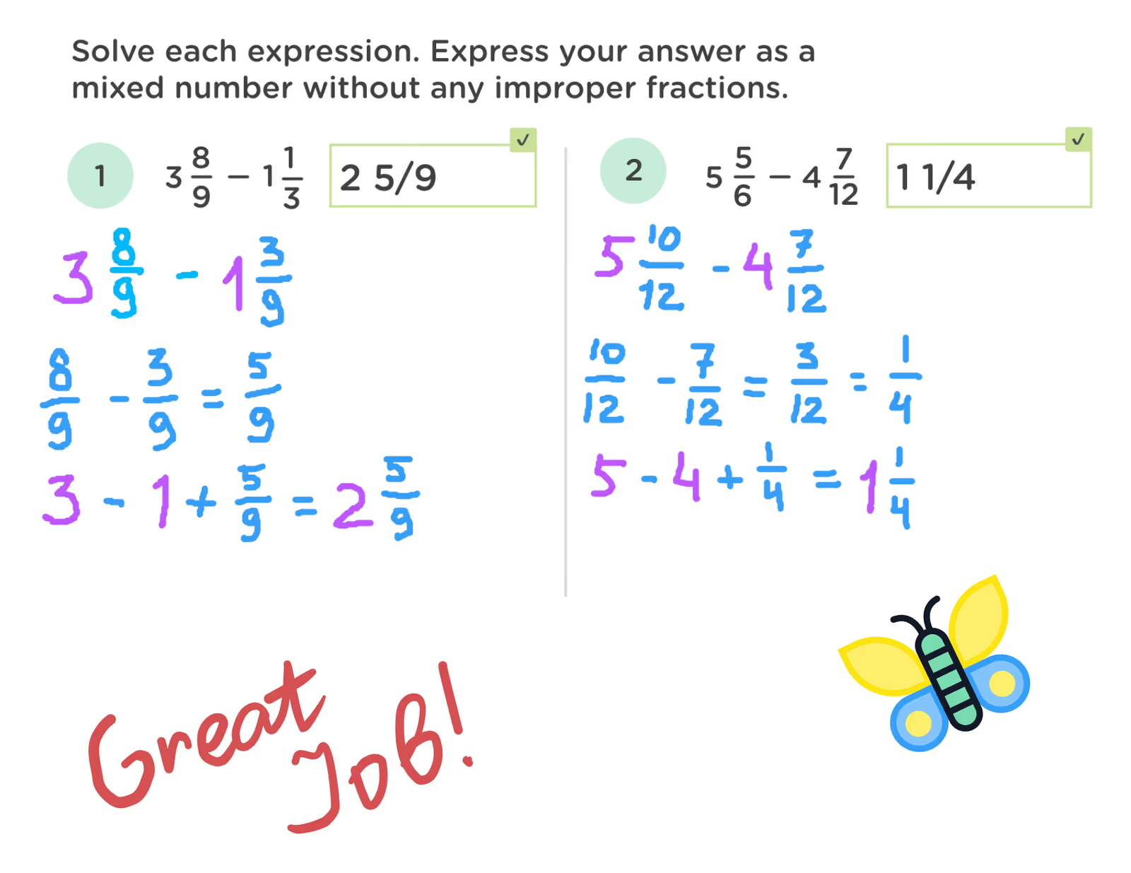 Teacher feedback written directly on a student's work in Classkick.