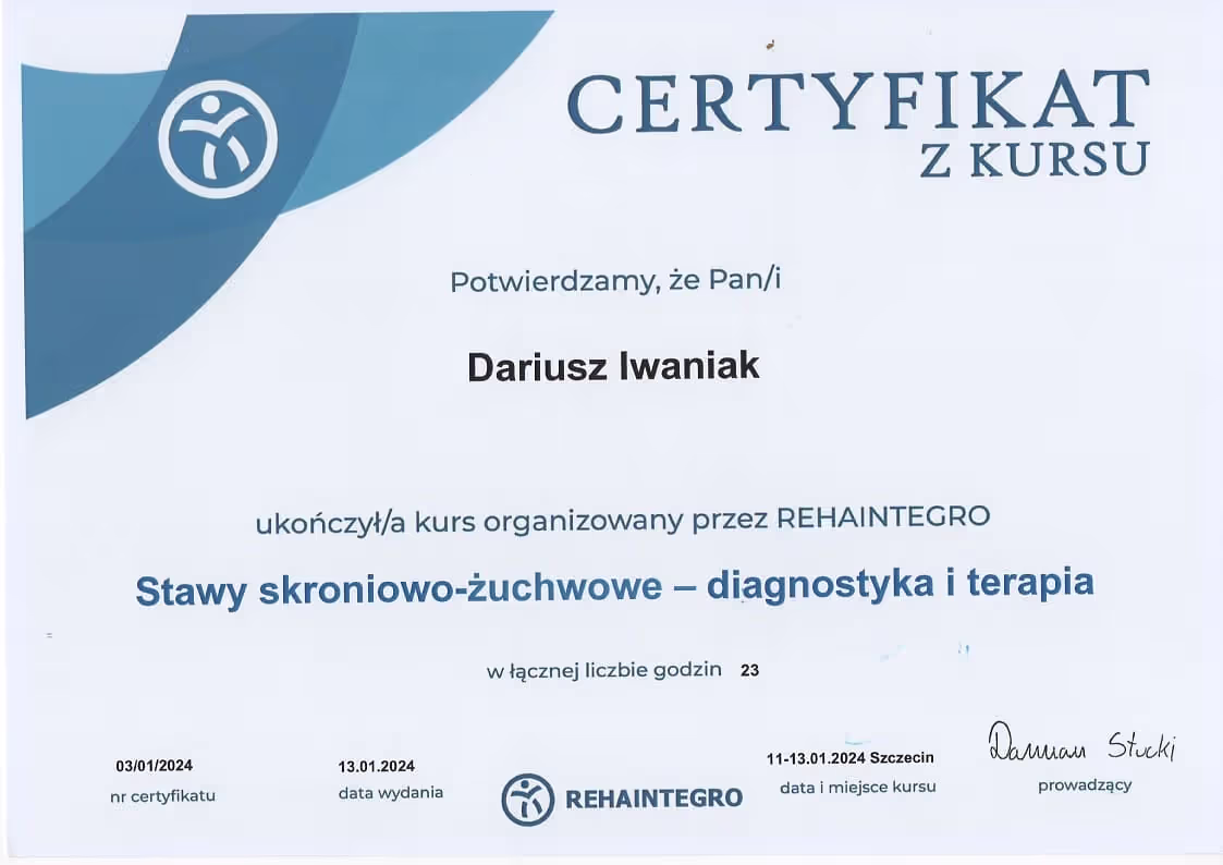 dariusz-iwaniak-certyfikat-stomatologia