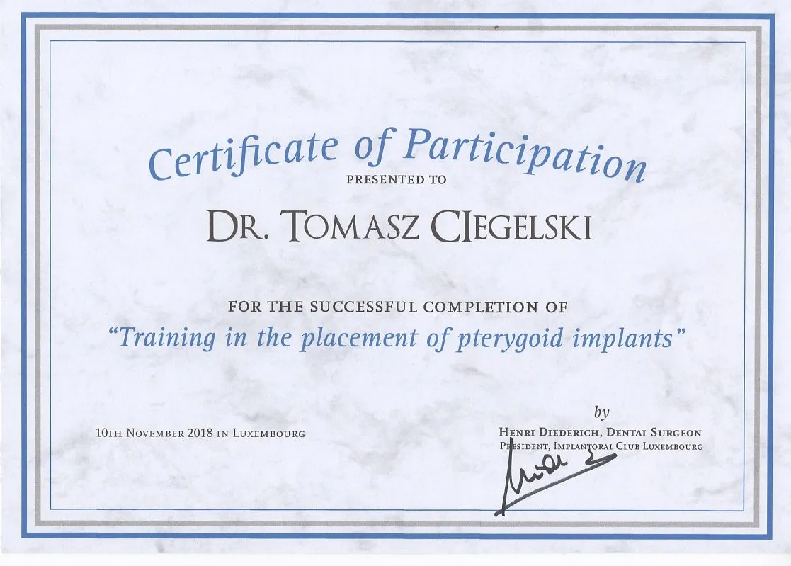 tomasz-cegielski-certyficate-implantoral-club-luxembourg