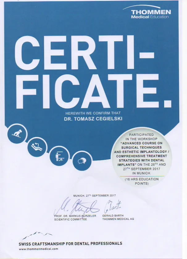 tomasz-cegielski-certificate-aesthetic-implantology-thommen