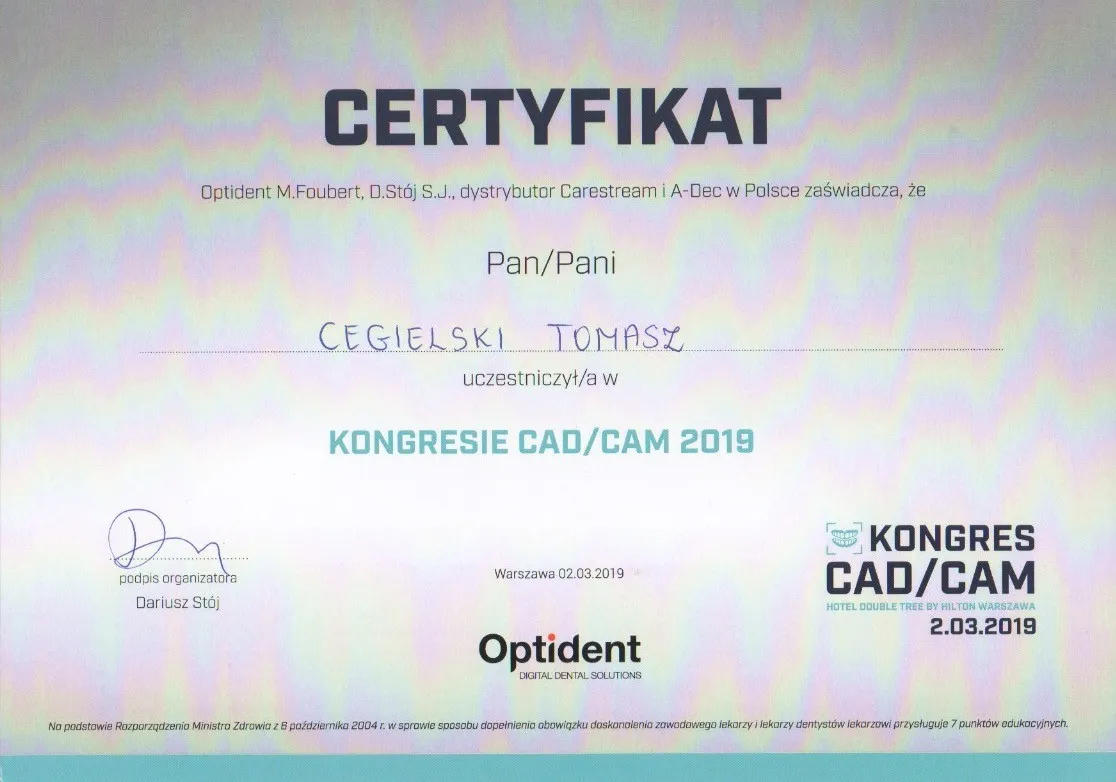 Tomasz-Cegielski-Certificate-CAD-CAM-Congress