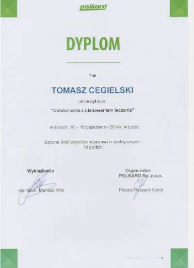 implantologist-Szczecin-certificate-cephalometry