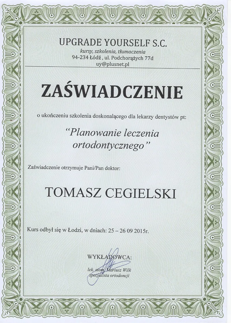 certificate-orthodontics-dr-tomasz-cegielski