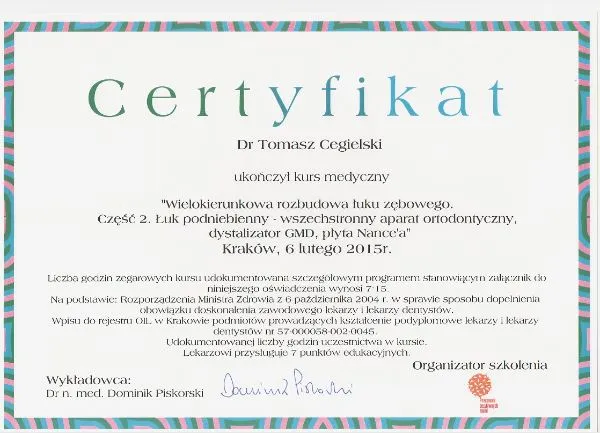 implantologist-szczecin-tomasz-cegielski-orthodoncja-certificate
