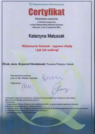 Katarzyna-Matuszak-Burkowska-certificate-dentist-szczecin-4