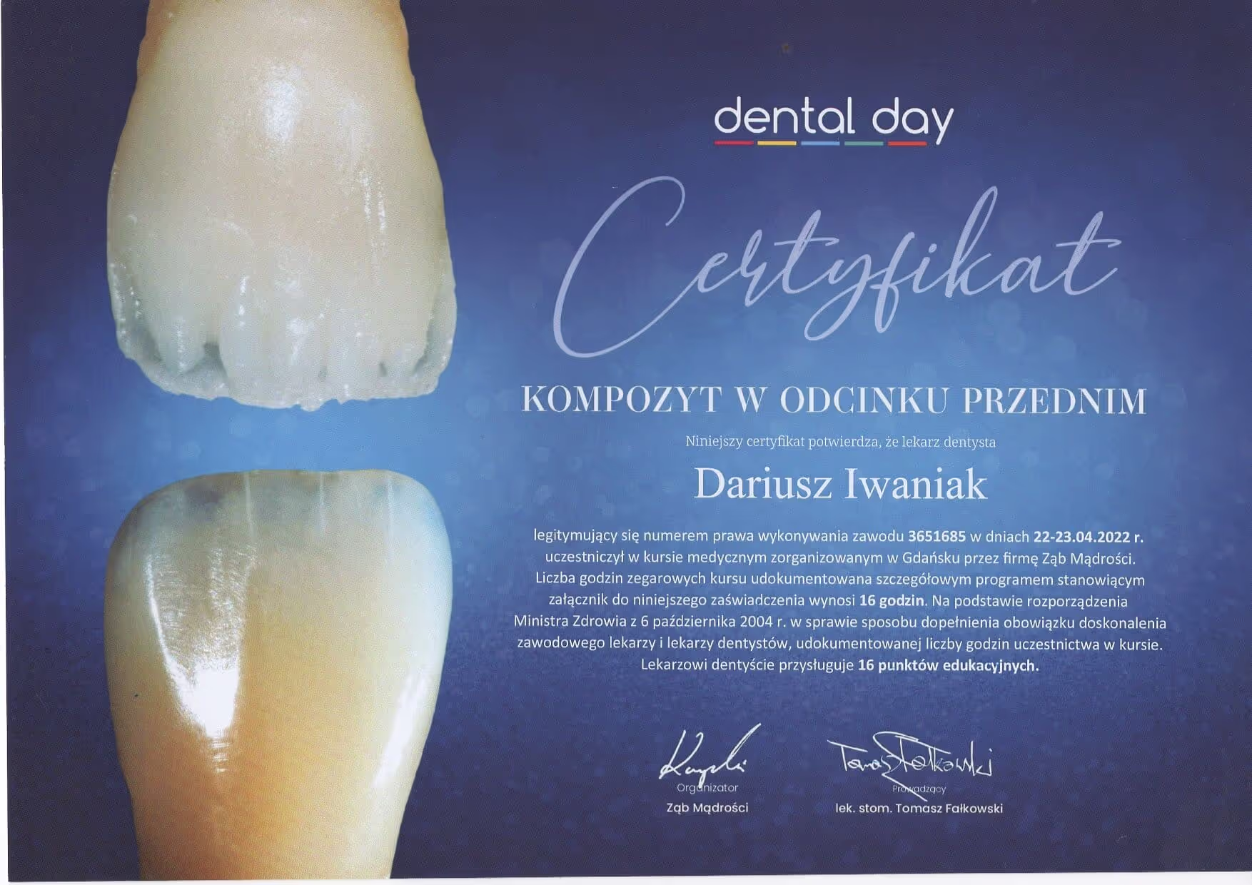 certificate-dentist-szczecin-dariusz-iwaniak-2