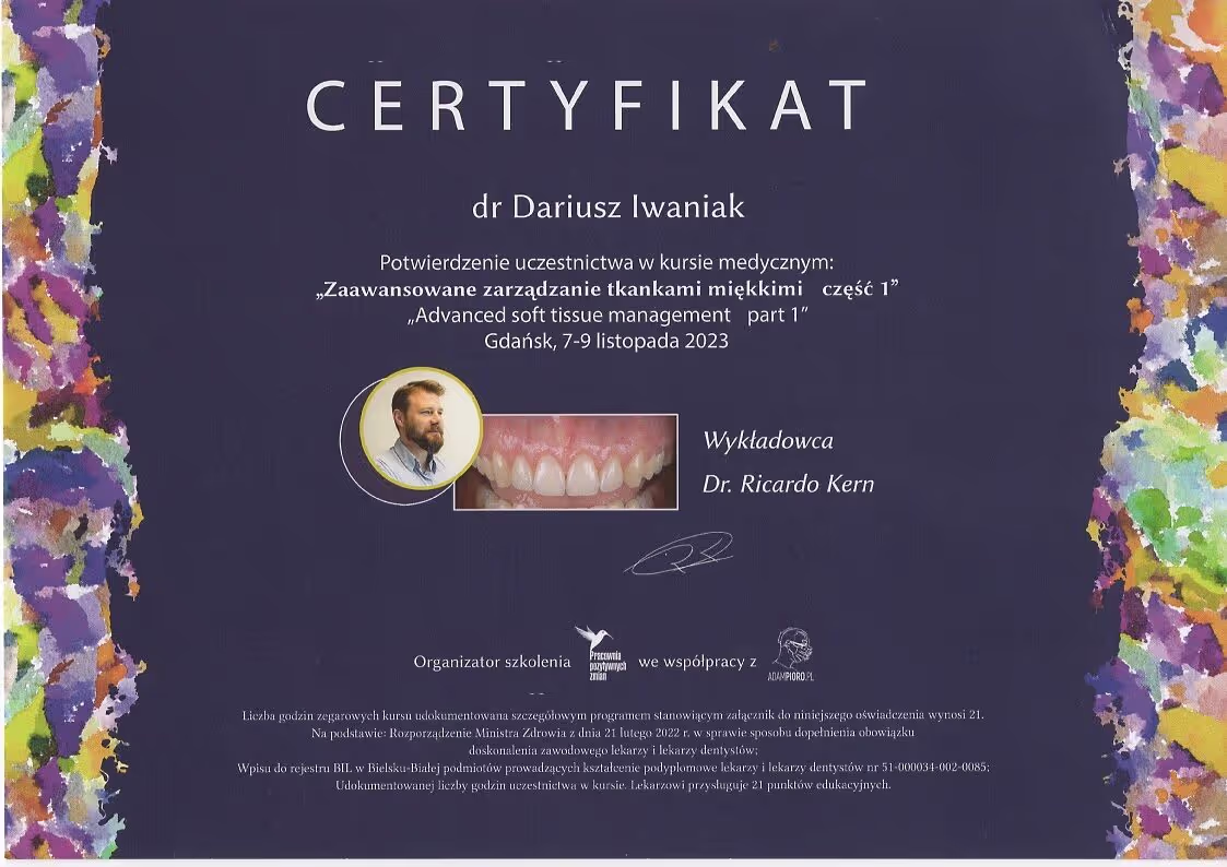 certificate-dentist-szczecin-dariusz-iwaniak-8