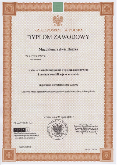 certificate-dentist-szczecin-magdalena-ilnicka-1