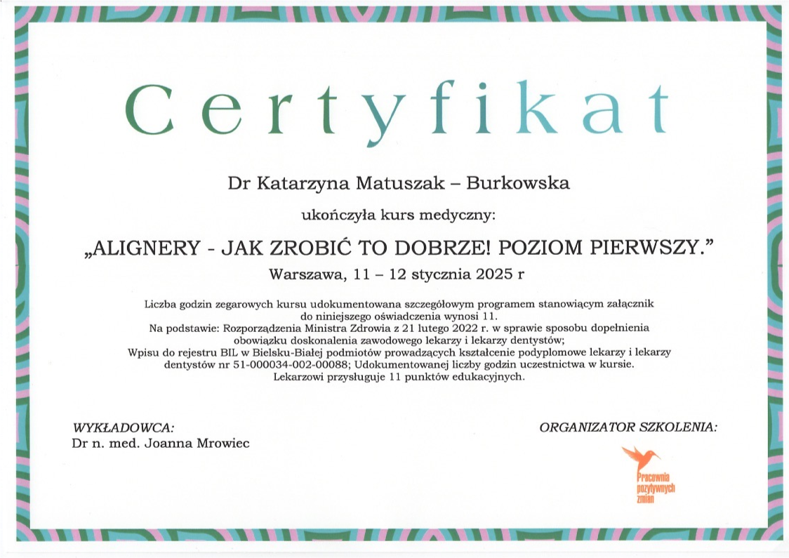 Aligner-katarzyna-matuszak-burkowska-certificate