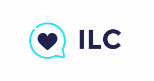 Logo with a heart inside a speech bubble and the text ILC beside it.